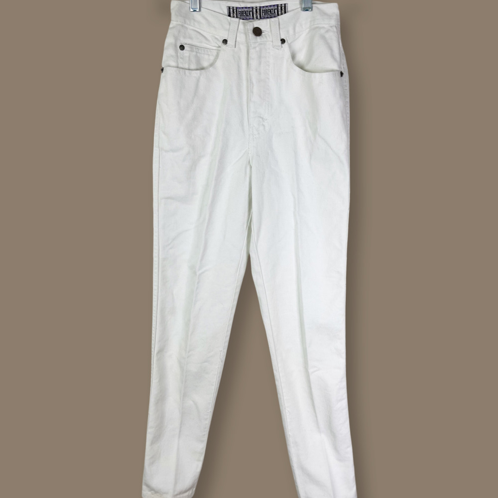 Forenza Vintage White Jeans - 100% Cotton White Tapered Jeans - Hi Rise